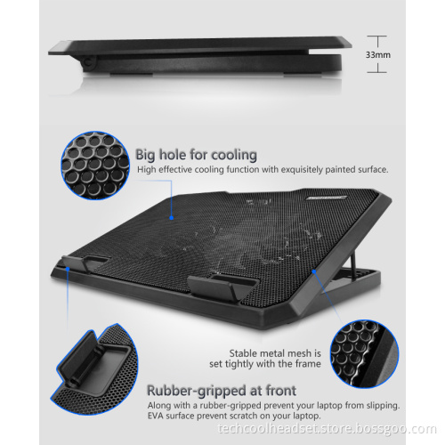 Adjustable gaming cooling laptop cooler pads tabld with cooling pads 2 USB